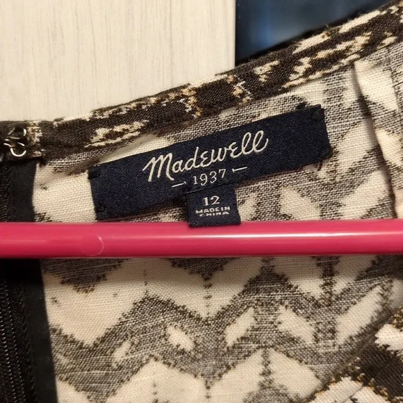 Madewell brown And Tan patterned short sleeve dress size 12 - Picture 2 of 6